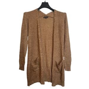 Love Ellie Womens Open Front Acrylic Cardigan Sweater Long Sleeve Size S Brown